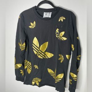 Adidas long sleeve small black and gold top with logo
